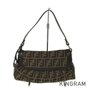 Fendi Zucca Canvas Shoulder Bag Brown Zipper